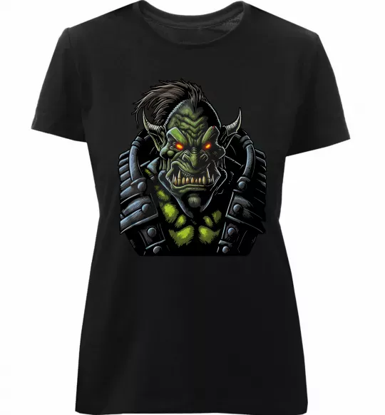 Жіноча преміум футболка Warcraft орк Чорний фото