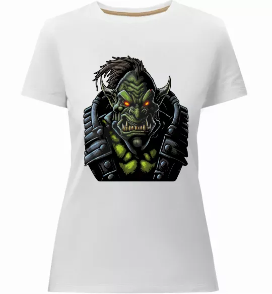Жіноча преміум футболка Warcraft орк Білий фото