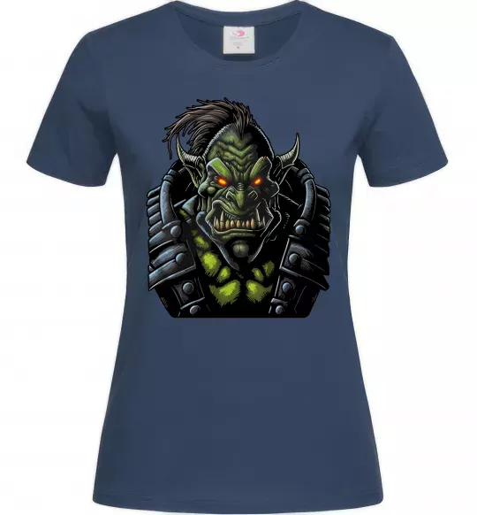 Женская футболка Warcraft орк Темно-синий фото