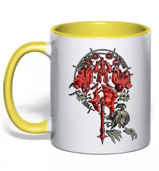 Чашка з кольоровою ручкою Warcraft печатка Сонячно жовтий фото