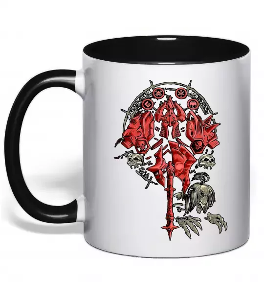 Чашка з кольоровою ручкою Warcraft печатка Чорний фото