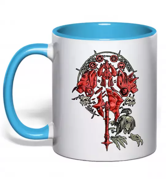 Чашка з кольоровою ручкою Warcraft печатка Блакитний фото