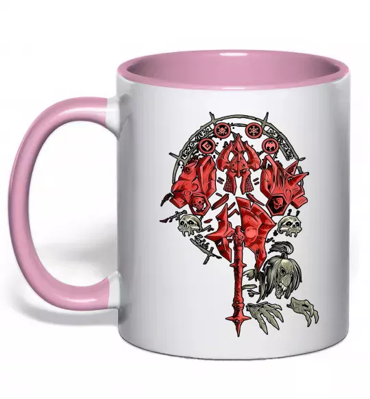 Чашка з кольоровою ручкою Warcraft печатка Ніжно рожевий фото