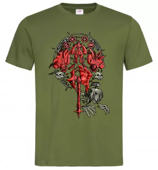 Чоловіча футболка Warcraft печатка Оливковий фото