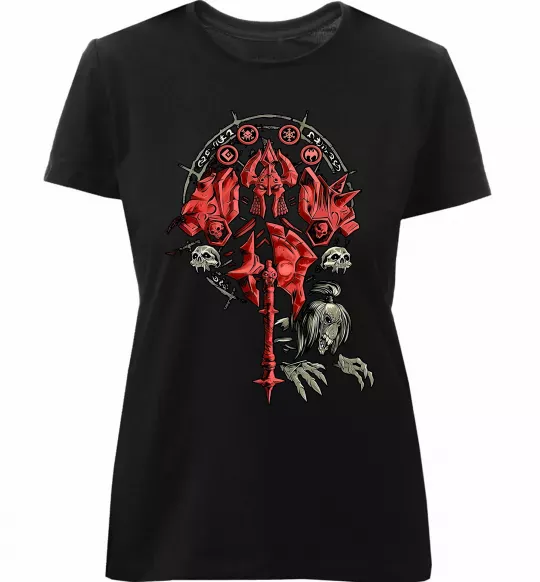 Жіноча преміум футболка Warcraft печатка Чорний фото