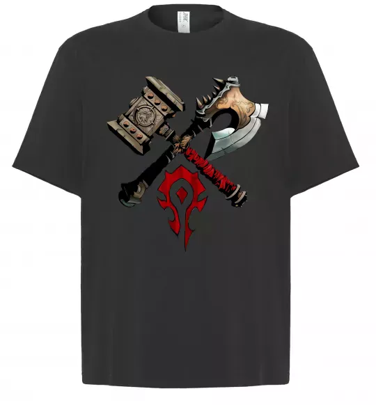 Футболка Оверсайз Warcraft топори Чорний фото