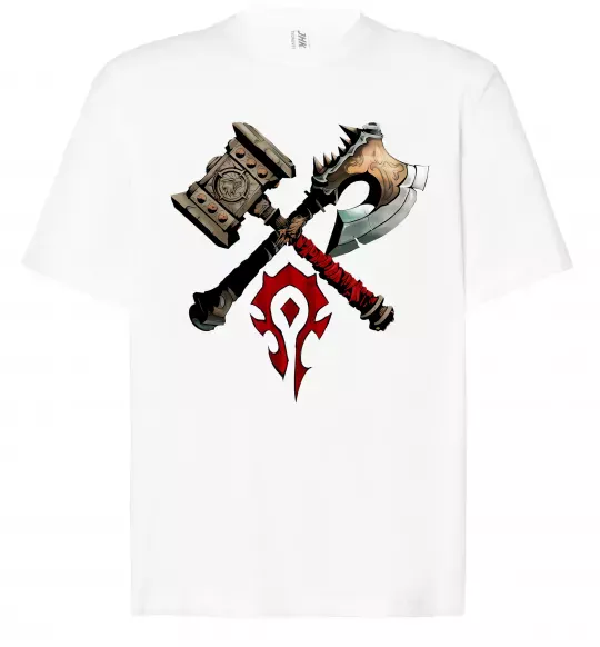 Футболка Оверсайз Warcraft топори Білий фото