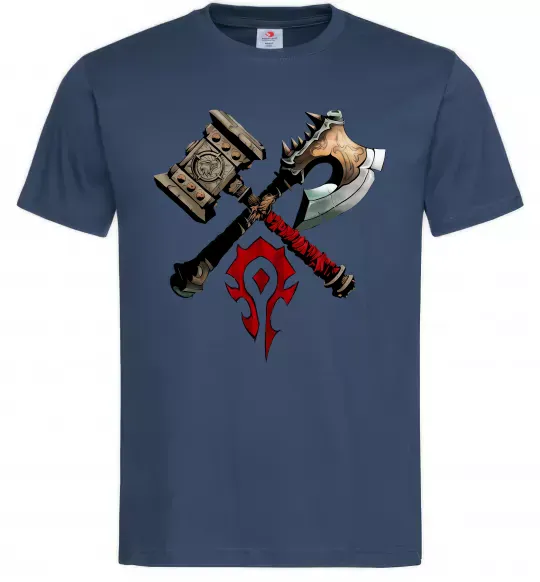 Мужская футболка Warcraft топори Темно-синий фото