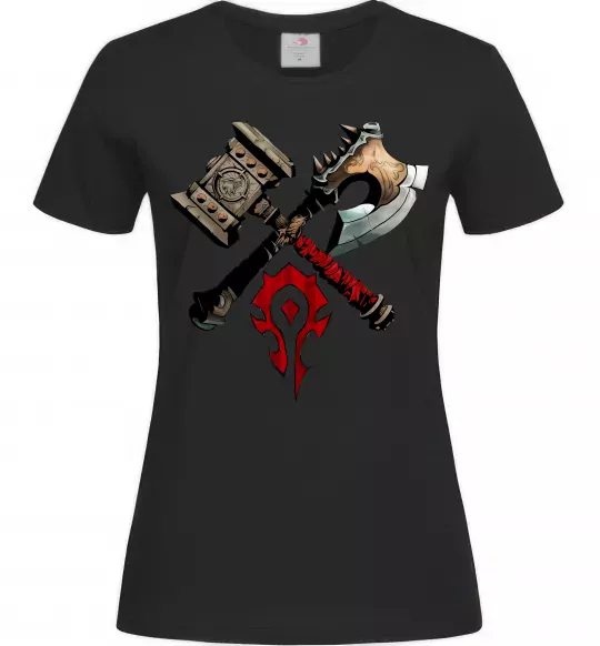 Жіноча футболка Warcraft топори Чорний фото