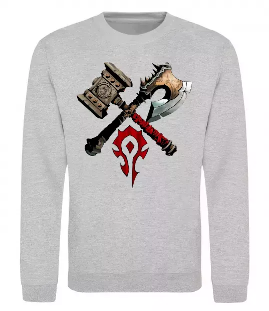 Світшот Warcraft топори Сірий меланж фото