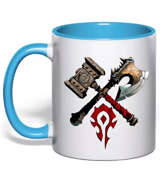 Чашка з кольоровою ручкою Warcraft топори Блакитний фото