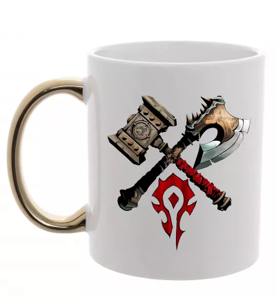 Чашка з кольоровою ручкою Warcraft топори Золото фото
