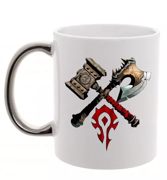 Чашка з кольоровою ручкою Warcraft топори Срібло фото