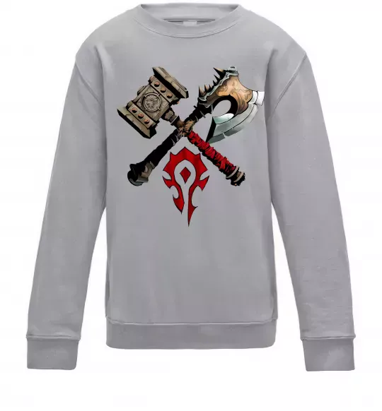 Детский Свитшот Warcraft топори Серый меланж фото