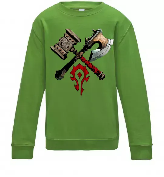 Детский Свитшот Warcraft топори Лаймовый фото