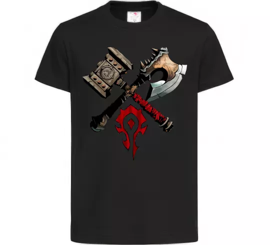 Детская футболка Warcraft топори Черный фото
