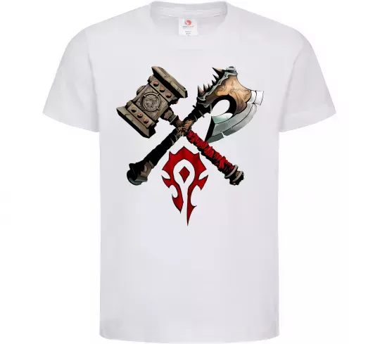 Детская футболка Warcraft топори Белый фото