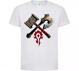 Детская футболка Warcraft топори Белый фото