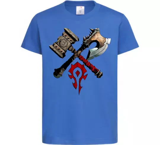 Детская футболка Warcraft топори Ярко-синий фото