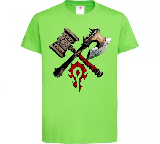 Детская футболка Warcraft топори Лаймовый фото
