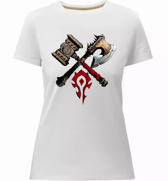 Женская премиум футболка Warcraft топори Белый фото