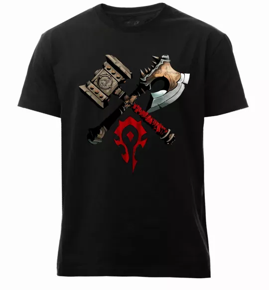 Чоловіча преміум футболка Warcraft топори Чорний фото