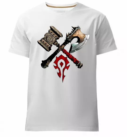 Чоловіча преміум футболка Warcraft топори Білий фото