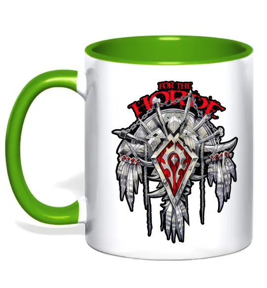 Чашка з кольоровою ручкою Warcraft Horde Лаймовий фото