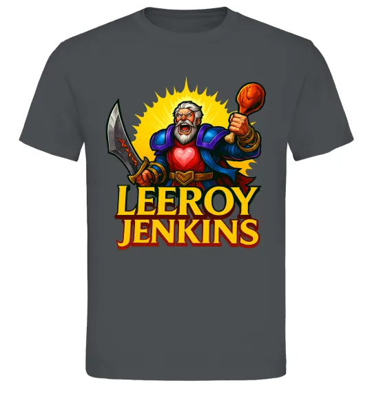 Чоловіча футболка Leeroy Jenkins Графіт фото