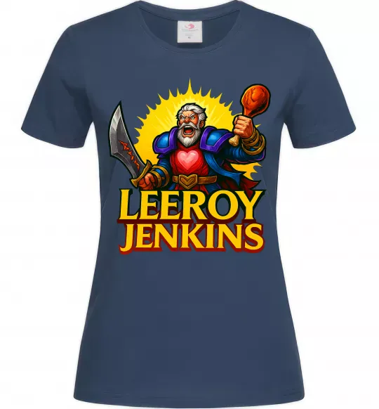 Женская футболка Leeroy Jenkins Темно-синий фото