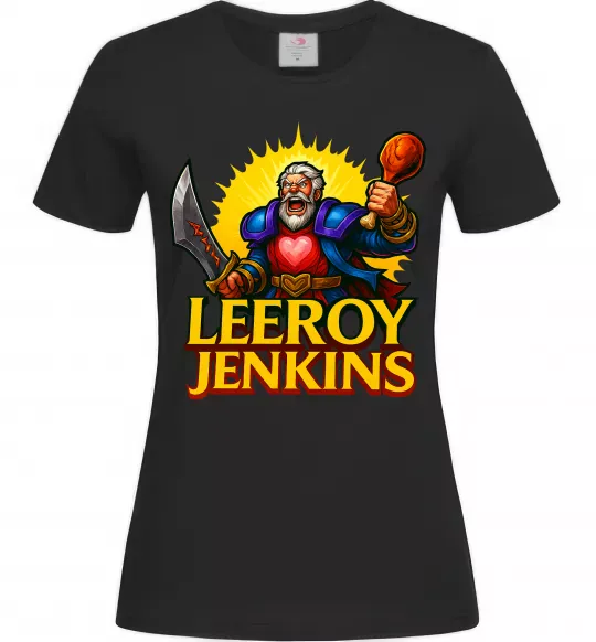 Женская футболка Leeroy Jenkins Черный фото