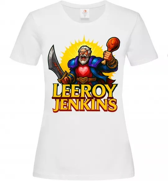 Женская футболка Leeroy Jenkins Белый фото