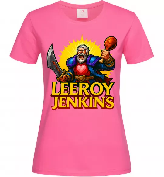 Женская футболка Leeroy Jenkins Ярко-розовый фото