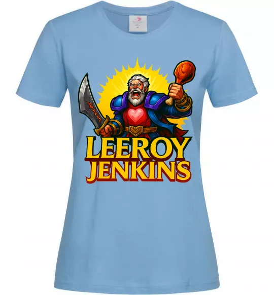 Женская футболка Leeroy Jenkins Голубой фото