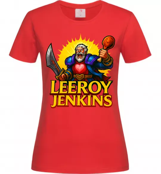Женская футболка Leeroy Jenkins Красный фото