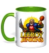 Чашка з кольоровою ручкою Leeroy Jenkins Лаймовий фото
