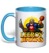 Чашка з кольоровою ручкою Leeroy Jenkins Блакитний фото