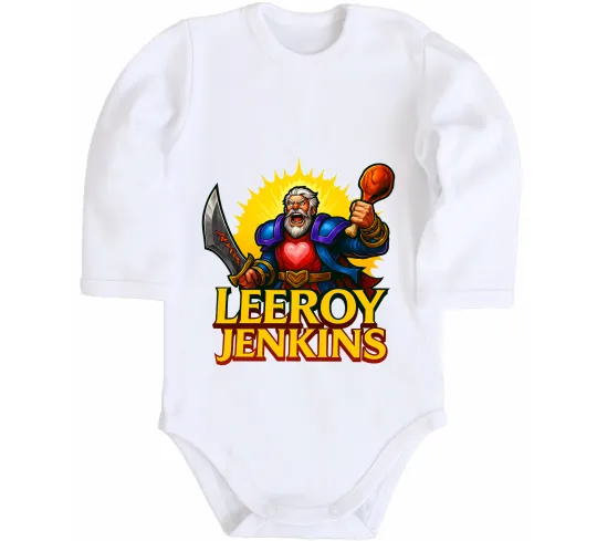 Дитячий бодік Leeroy Jenkins Білий фото