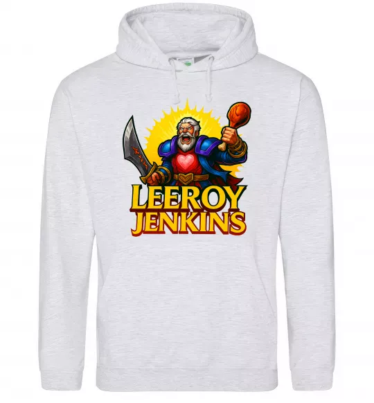 Женская толстовка (худи) Leeroy Jenkins Серый меланж фото