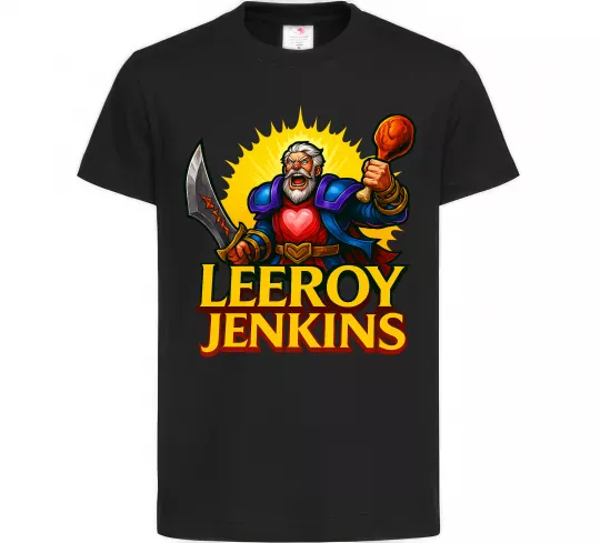 Дитяча футболка Leeroy Jenkins Чорний фото