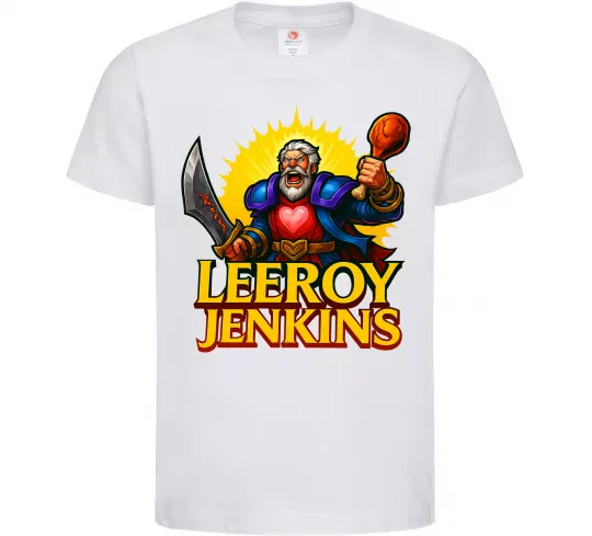 Дитяча футболка Leeroy Jenkins Білий фото