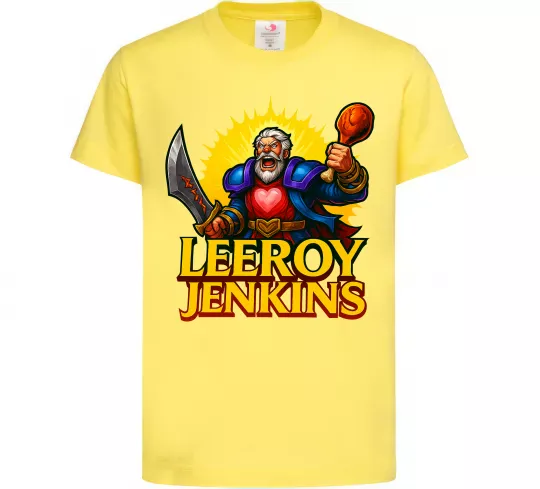 Дитяча футболка Leeroy Jenkins Лимонний фото