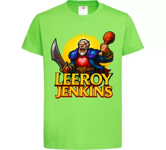 Дитяча футболка Leeroy Jenkins Лаймовий фото