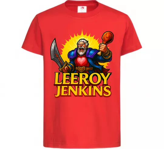 Дитяча футболка Leeroy Jenkins Червоний фото
