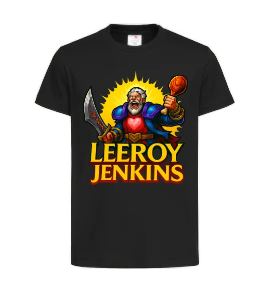 Дитяча футболка Leeroy Jenkins Чорний фото