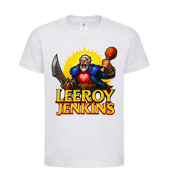 Дитяча футболка Leeroy Jenkins Білий фото