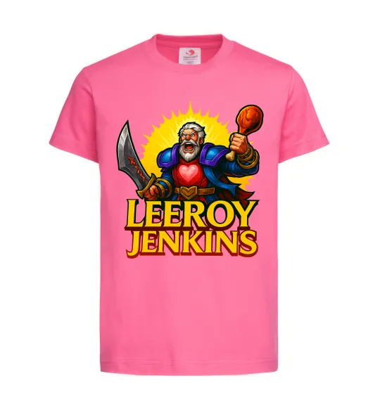 Дитяча футболка Leeroy Jenkins Яскраво-рожевий фото
