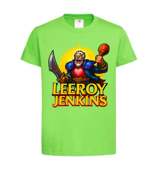 Дитяча футболка Leeroy Jenkins Лаймовий фото