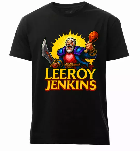 Чоловіча преміум футболка Leeroy Jenkins Чорний фото