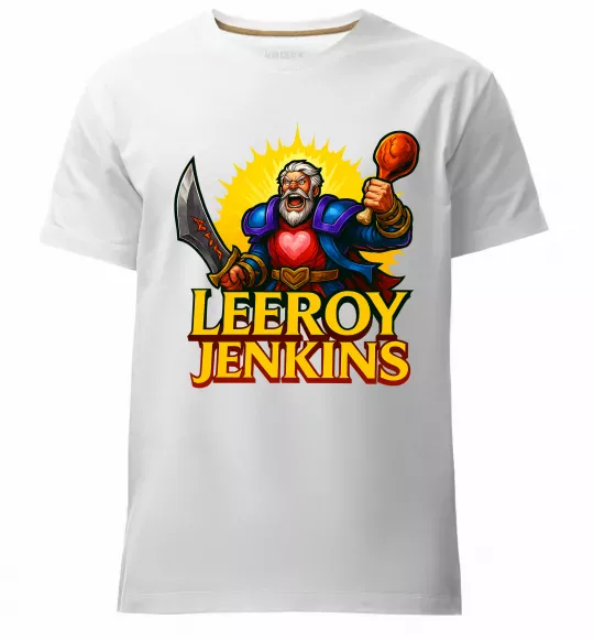 Чоловіча преміум футболка Leeroy Jenkins Білий фото